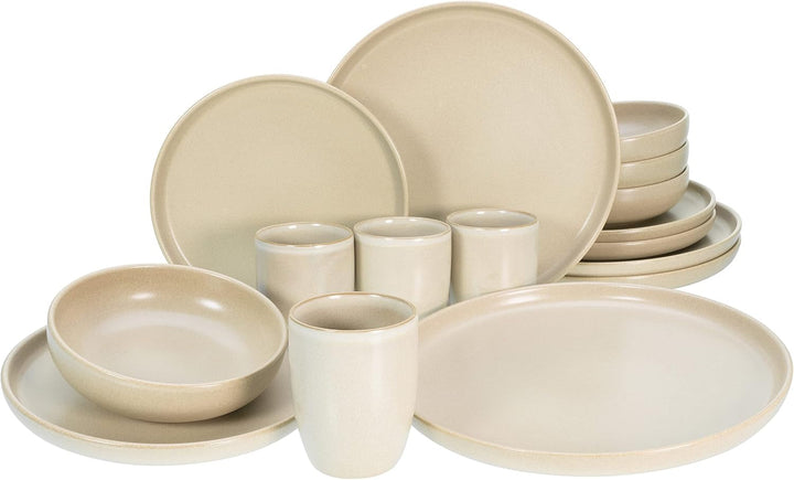Creatable, 22979, Serie Uno BLACK, 12-Teiliges Geschirrset, Teller Set Aus Steinzeug, Spülmaschinen- Und Mikrowellengeeignet, Made in Portugal Seturi vesela masa Naty Shop Sand Kombiservice 16 Teilig