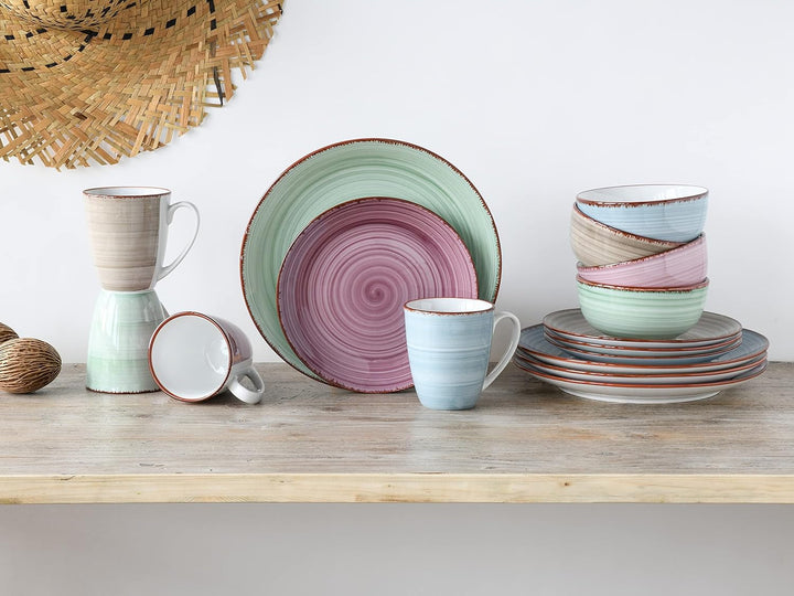 Creatable, 22582, Serie SAMBA, 16-Teiliges Geschirrset, Kombiservice Aus Porzellan, Spülmaschinen- Und Mikrowellengeeignet, Qualitätsproduktion Seturi vesela masa Naty Shop