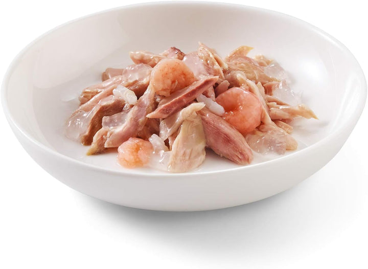 , Hrană umedă pentru pisici adulte cu aromă de ton cu creveți preparată în jeleu moale - Total 0,84 kg (6 cutii la 140 g)