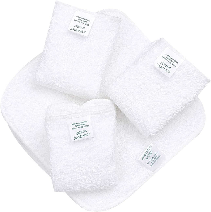 Șervețele reutilizabile pentru copii 100% bumbac Terry (25pachet - 15X15Cm - alb) fără parfum, lavabile, ultra moi și super absorbante Mama si Copilul Naty Shop