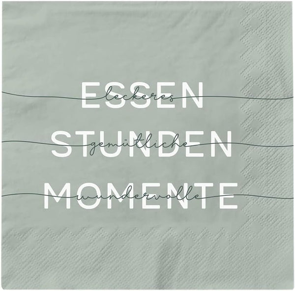 Grafik Werkstatt Serviettes Mit Spruch Groß | 20 bucăți | 16,5 X 16,5 Cm | Verde | Mâncare, Ore, Momente