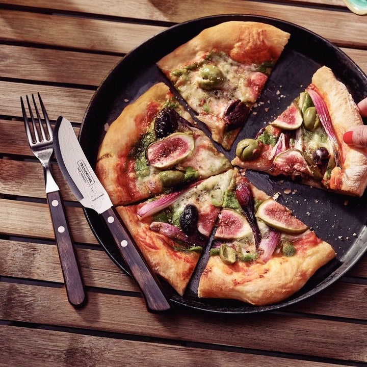 Tramontina PIZZA Besteck, 8-Tlg Set, Für 4 Personen, Rostfreier Edelstahl, Fsc-Zertifizierte Holzgriffe, Spülmaschinenfest Bucatarie Naty Shop