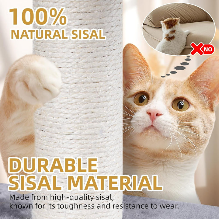 TINWEI Arborele pentru pisici cu cușcă pentru pisici și două hamace, gri