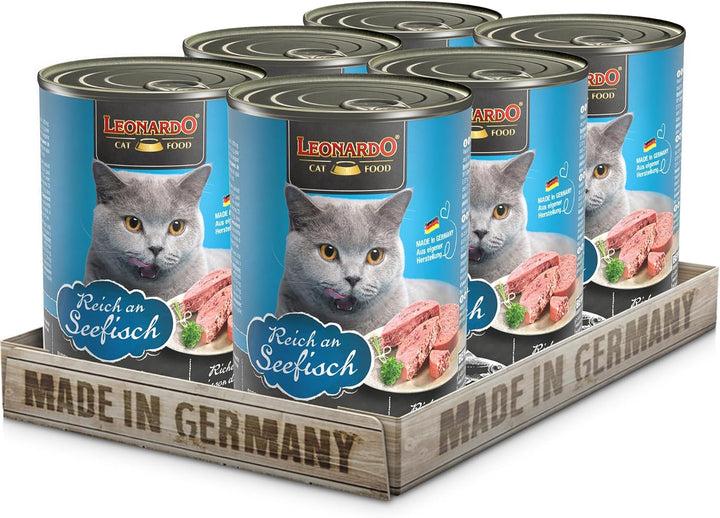 LEONARDO Hrană umedă [6X400G Sea Fish] | Hrană umedă fără cereale pentru pisici | Hrană umedă completă la conservă