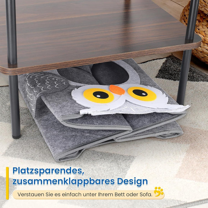 Dripex Peșteră pentru Pisici, Căsuță din Fetru cu 2 Niveluri, Inclusiv Pernă, Peșteră Pufoasă pentru Pisici, unde pot Dormi, Se Ascunde și Se Joacă, 30 x 35 x 35 cm (Bufniță)