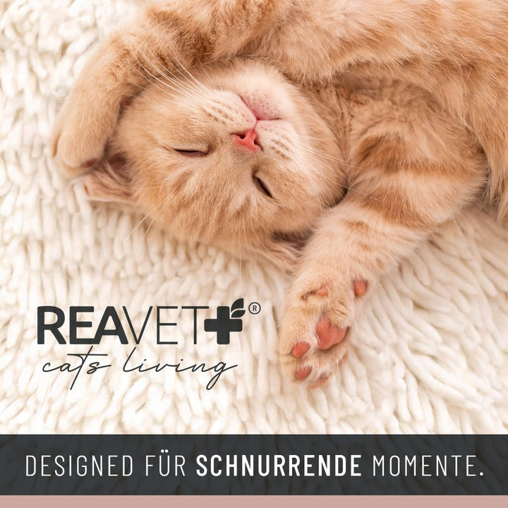 Căsuță pentru pisici Reavet Miezen-Koje - Peșteră din fetru cu pernă pentru pisică | Extra moale și pufoasă | Pat pentru pisică care se potrivește pe rafturi de 33 x 33 x 33 cm, Loc de dormit pentru pisici cu pernă confortabilă