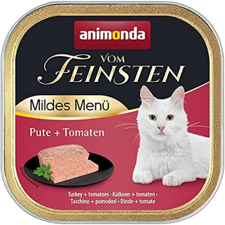 Animonda Vom Feinsten Mildes Menü Mild Variety (32 X 100G), Hrană umedă pentru pisici fără cereale, fără zahăr, Hrană pentru pisici ușor digerabilă cu carne de curcan