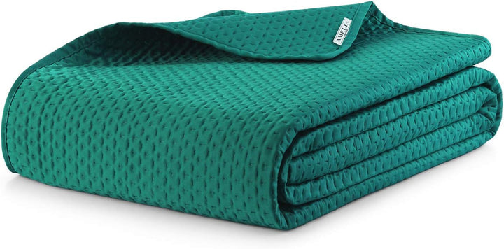 Ameliahome cuvertură de pat 200X220 Cm cuvertură de pat verde închis cu două fețe embosate Matt Satin Carmen Paturi si Cuverturi Besuche den AmeliaHome-Store