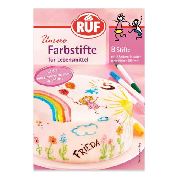Pixuri colorante alimentare RUF, set de 8 pixuri colorante alimentare sigure pentru pictat și scris pe fondant și altele asemenea, pixuri cu zahăr cu 2 vârfuri fiecare