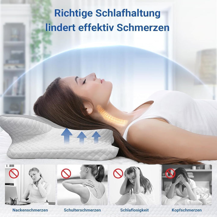 Hothands Pernă din spumă de memorie Pernă ortopedică ergonomică, pernă pentru ameliorarea durerilor laterale, dorsale și abdominale și îmbunătățirea calității somnului, 62X41X13/11Cm Perne ortopedice cervicale Naty Shop