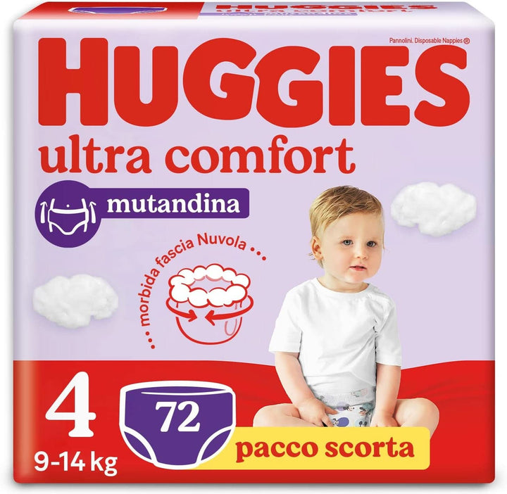 Pantaloni pentru scutece Huggies Ultra Comfort Mărimea 4 (9-14 kg) Pachet de 72 de pantaloni pentru scutece Mama si Copilul Naty Shop