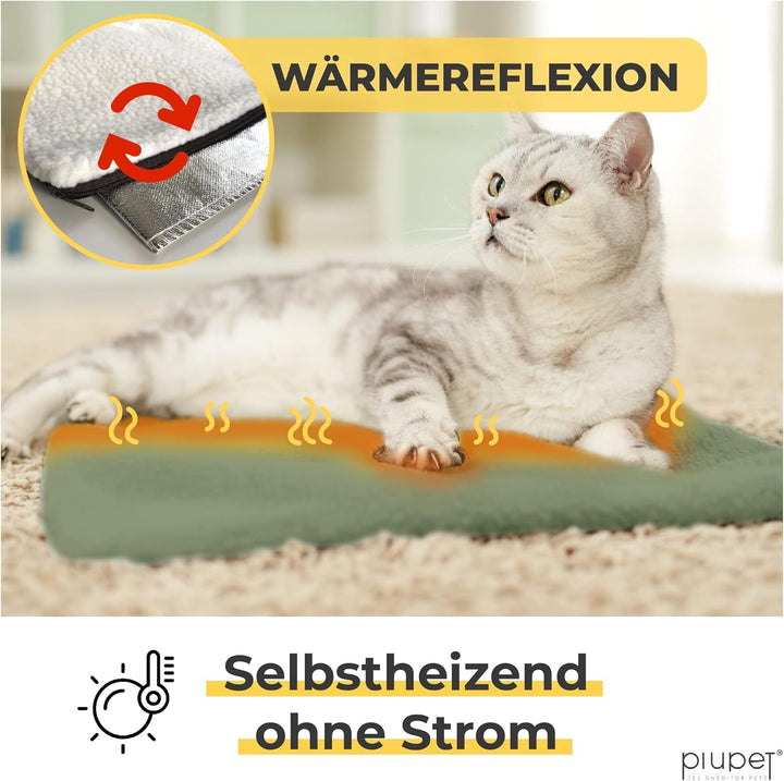 Pătură autoîncălzitoare pentru pisici Piupet® I 60 x 45 cm I Pătură electrică de încălzire I Pătură încălzitoare pentru pisici I Pătură electrică de încălzire pentru pisici I Pături pentru pisici I Pat pentru pisici I (Pentru pisici, verde)