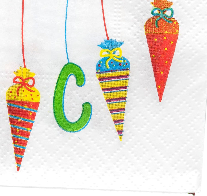 Idena 50066-4 - Șervețele Back-to-school într-un set, 4 X 20 bucăți, 3 straturi, 33 X 33 cm, decor back-to-school