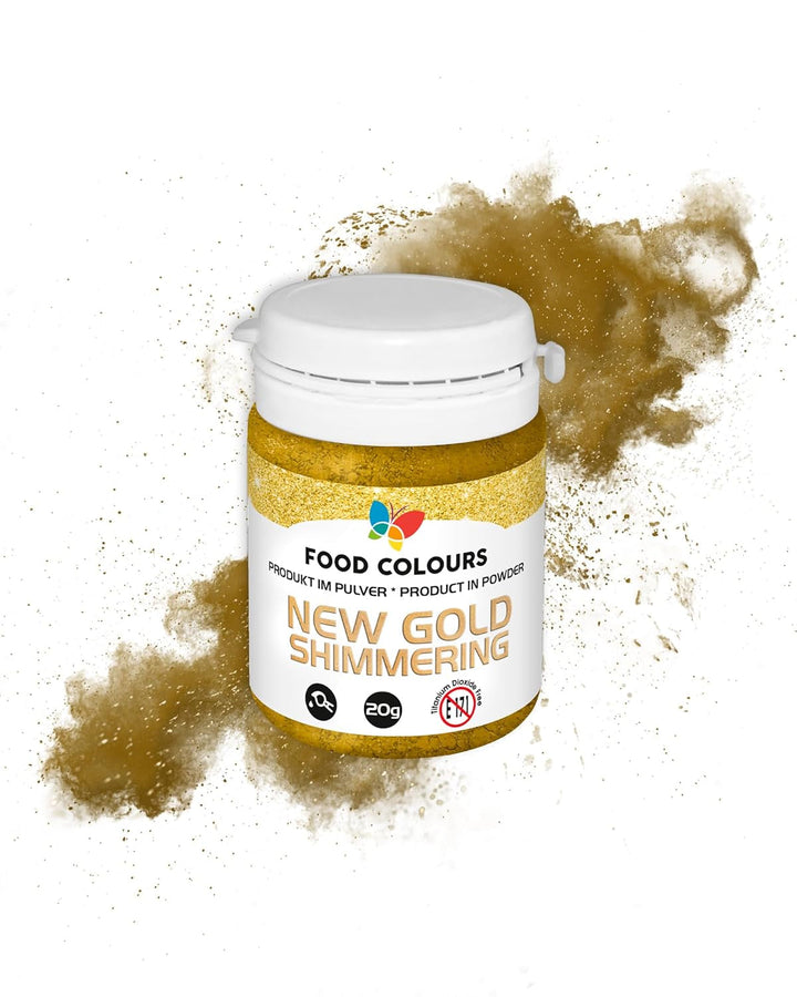 Coloranți alimentari Pudră de colorant alimentar cu efect metalic, Colorant comestibil ORIGINAL GOLD 20G – Ideal pentru decorarea prăjiturilor, tartelor, pastelor de zahăr, fursecurilor și băuturilor.