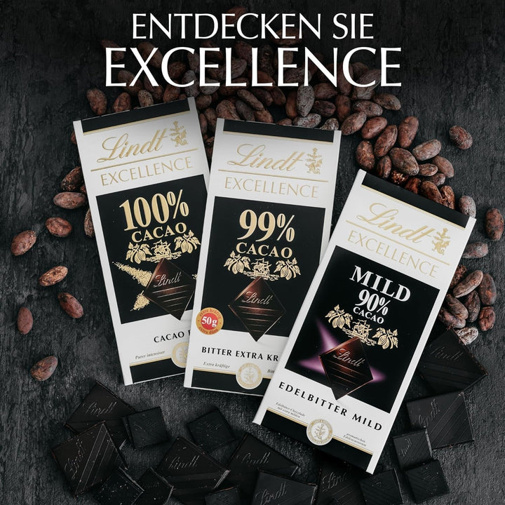 Lindt EXCELLENCE 100 % cacao - ciocolată neagră, 50 grame Bomboane de Ciocolata Naty Shop