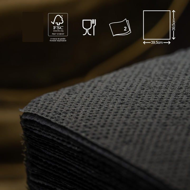 Șervețele din hârtie neagră Renova, 40 șervețele, mari, 2 straturi.