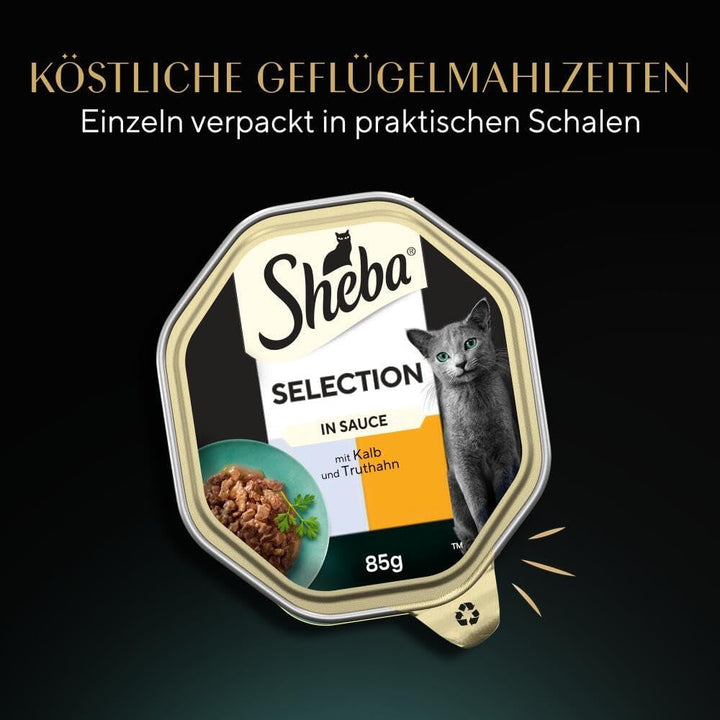 SHEBA Bowl Hrană umedă pentru pisici selecție în sos cu vițel și curcan 2 X 11 X 85G