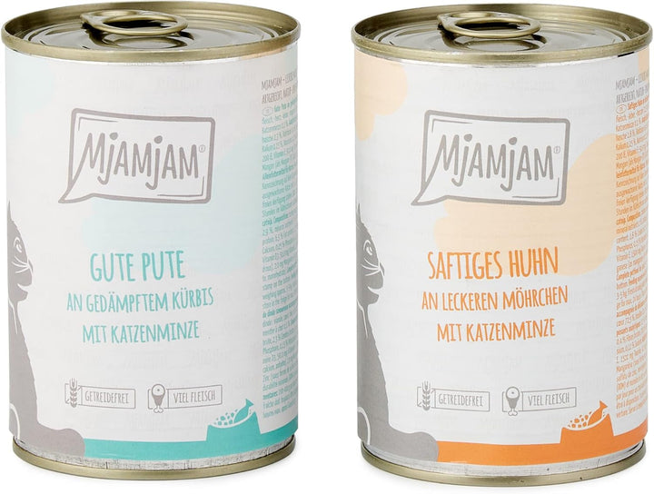 Mjamjam - Hrană umedă premium pentru pisici - Mono Pack I - cu pui și curcan, pachet de 6 (6 X 200 G), fără cereale și cu multă carne