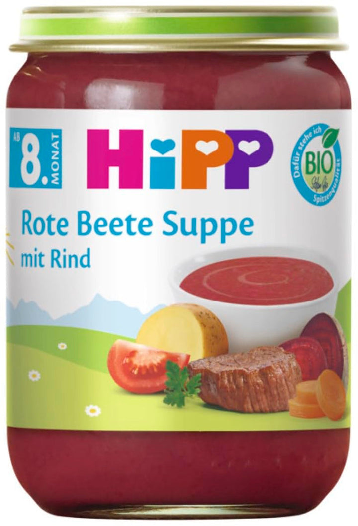 Supă organică Hipp de la 8 luni Supă de sfeclă roșie cu carne de vită, 190G, 6 pachete (6X190G) Mama si Copilul Naty Shop Default Title