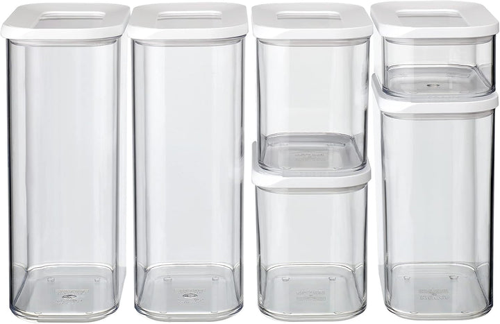 Mepal set de 6 borcane de depozitare cu capace - Recipiente dreptunghiulare pentru alimente - Organizator de bucătărie din plastic - Recipiente de depozitare etanșe - 2x 2000 ml, 2x 1000 ml, 1x 1500 ml & 1x 425 ml - Alb Cutii depozitare alimente Naty Shop