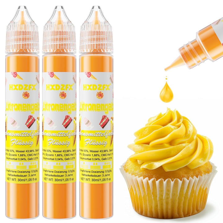 Colorant alimentar - Colorant alimentar lichid, Colorant alimentar foarte concentrat, Coloranți alimentari lichizi pentru copt, Decorare tort, Fursecuri, Macarons, Ouă de Paște, Aluat - 3 × 30ml (Roșu de Crăciun)