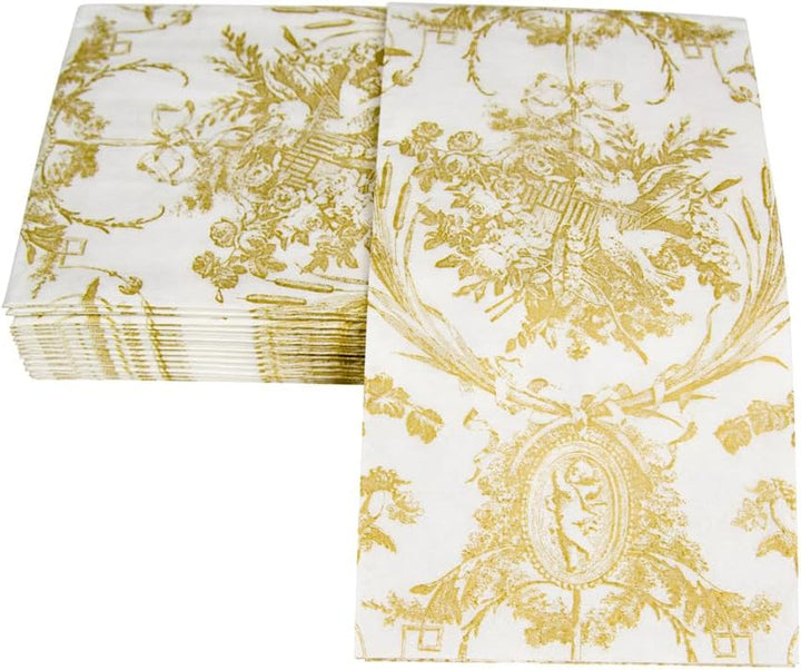Șervețele de toaletă romantice, culori aurii, 15 bucăți per pachet