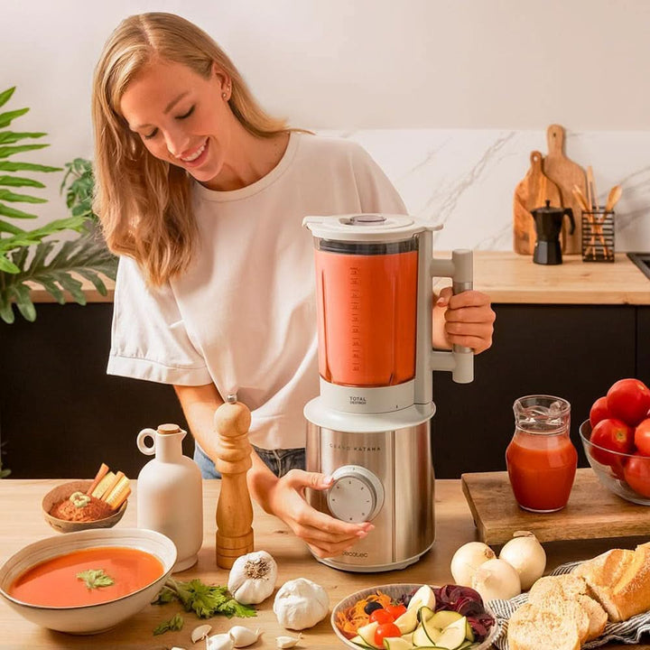 Cecotec Standmixer Grand Katana 2700MAX Total Destroy W. Maximalleistung 2700W, Gegenläufige Technologie, 8-Klingen-Messer Mit Schwarzer Titanbeschichtung, Thermoresistenter Krug 1,8L Mama si Copilul Naty Shop