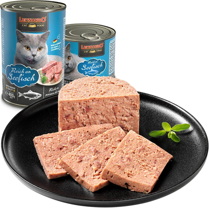 LEONARDO Hrană umedă [6X400G Sea Fish] | Hrană umedă fără cereale pentru pisici | Hrană umedă completă la conservă