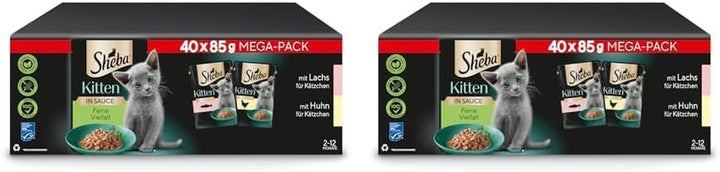 Sheba Cats Hrană umedă pentru pisoi în pungă porționată Fine Variety With Salmon (MSC) And Chicken In Sauce Multipack 40X85G