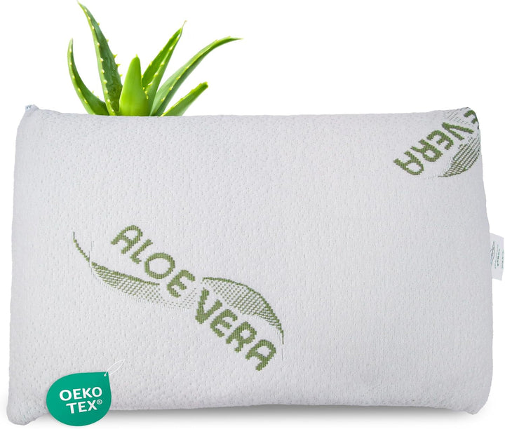 Maxxgoods pernă ortopedică, pernă de susținere a gâtului din spumă visco gel cu capac de protecție aloe vera și capac interior 100% bumbac - pernă pentru dormit pe stomac, spate și lateral (42Cm X 70Cm X 12Cm) Perne ortopedice cervicale Naty Shop 50 X 30 X 5cm