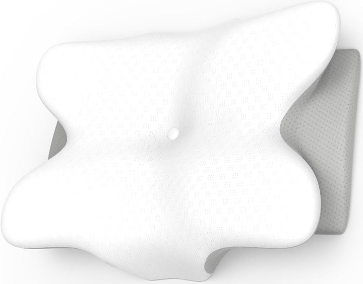 Pernă cervicală din spumă de memorie ergonomică pentru gât cu capac detașabil, lavabil, pentru somn ortopedic, dureri de gât și dureri abdominale (55X35X13 Cm) Perne ortopedice cervicale Naty Shop Gri StandardMărime 55X35X13/10Cm