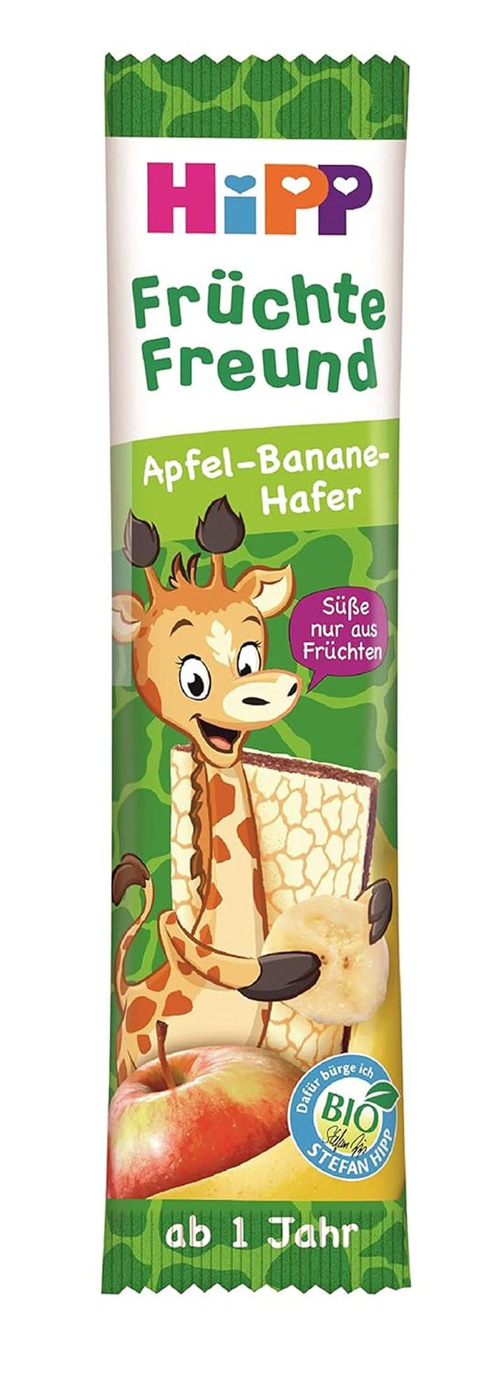 Baton organic Hipp Fruit-Friend Leopard, iaurt-cireșe în piure de banane, 22 x 23g Mama si Copilul Naty Shop 22 x 23 grame Măr-banana-ovăz