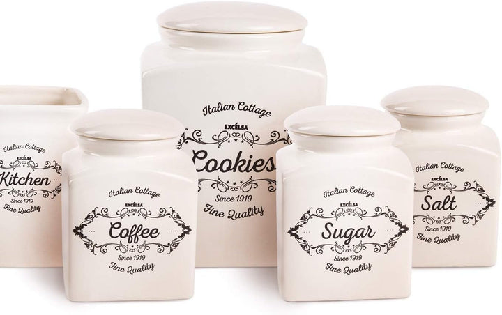 Excelsa cutie de biscuiți, ceramică, alb fildeș, Capacitate: 3 litri Cutii depozitare alimente Naty Shop