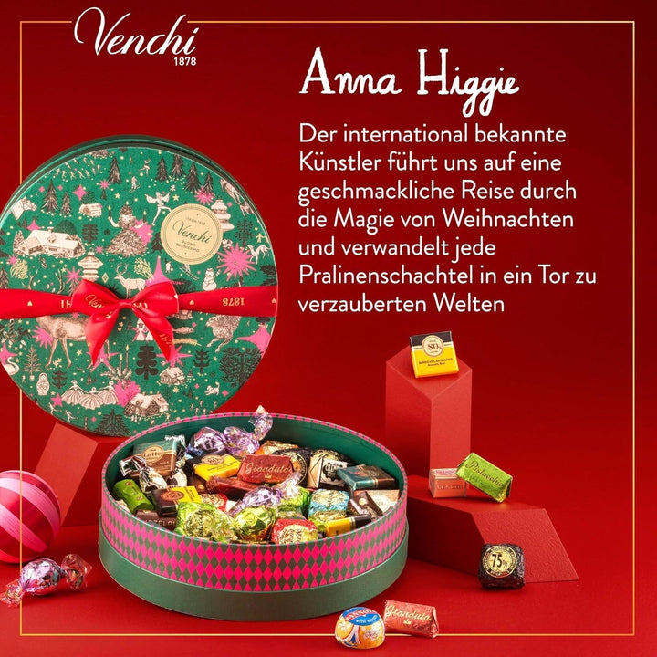 Venchi, colecția de Crăciun - Cutie cadou cu ciocolată asortată, 704 grame Bomboane de Ciocolata Naty Shop
