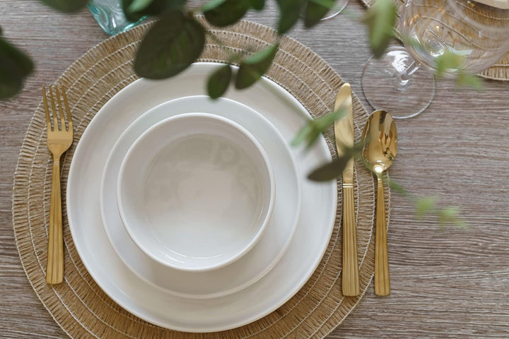 Mikasa Camberlie Essgeschirr Set, Weißes Porzellan Im Scandi Style, Teller Und Schüsseln, 12Er Set Seturi vesela masa Naty Shop