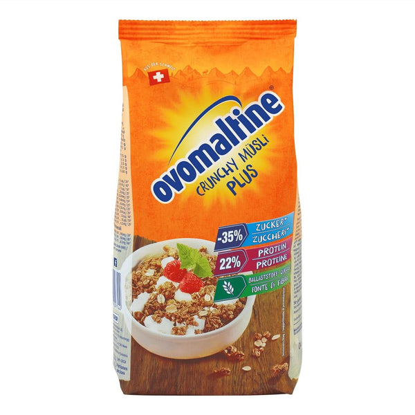 Ovomaltine Crunchy Protein Muesli plus - Crunchy cu fulgi de ovăz - Mix de cereale cu 22% proteine, 300 grame Naty Shop 300 grame Crunchy Protein Müsli (Reteta Noua)