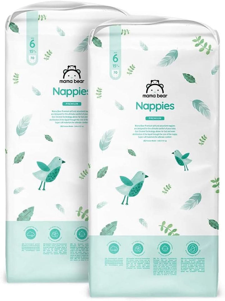 Mama Bear Premium scutece, mărimea 2 (3-6 kg), alb, 168 bucăți (2 pachete de 84) Mama si Copilul Naty Shop Mărime 6 (140 buc)