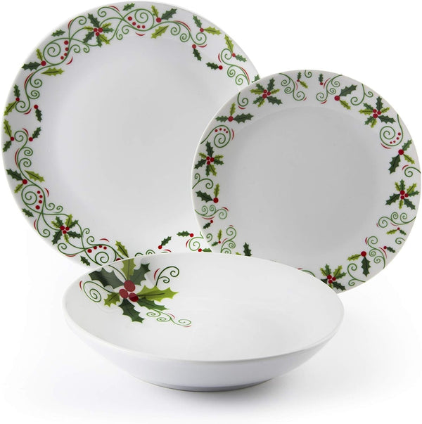 Excelsa 64134 Christmas Holly Tellerservice, 18-Teilig, Porzellan, Weiß Seturi vesela masa Naty Shop Default Title