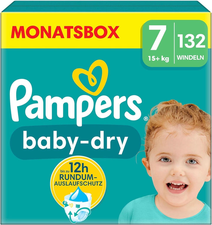Scutece Pampers Baby-Dry, până la 100% protecție împotriva scurgerilor toată noaptea Mama si Copilul Naty Shop 7 (132 buc) Nou