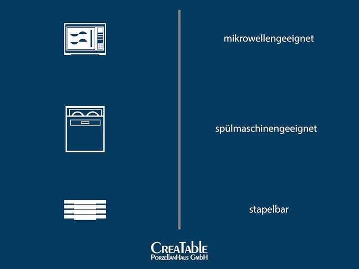 Creatable, 21845, Serie Luna Socken, 12-Teiliges Geschirrset Für 6 Personen, Tafelservice Aus Porzellan, Spülmaschinen- Und Mikrowellengeeignet, Qualitätsproduktion Seturi vesela masa Naty Shop