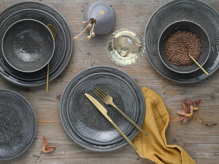 Creatable, 21627, Serie Orient Mandala, 18-Teiliges Geschirrset, Teller Set Aus Porzellan, Spülmaschinen- Und Mikrowellengeeignet, Made in Europe Seturi vesela masa Naty Shop