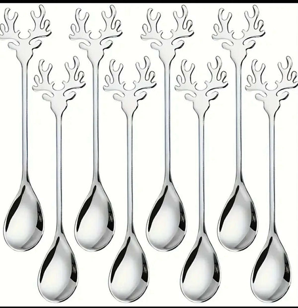 Set 6 lingurite cap de ren, Inox, Argintiu