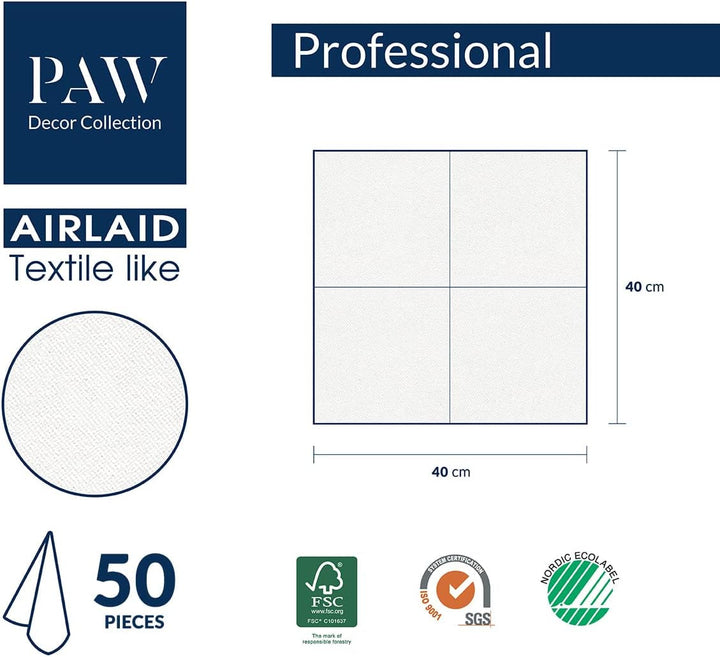 PAW - Șervețele Airlaid (40 X 40 Cm) I 50 bucăți I Unicolor I Asemănătoare țesăturii I Decor de masă elegant I Horeca I Pentru ocazii importante precum nunți, petreceri, Crăciun I Unicolor: Roz