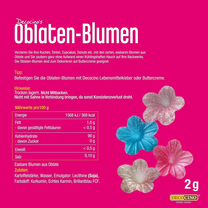 DECOCINO Oblaten-Blumen Pastell - Essbare Blüten Aus Esspapier, Ideal Zum Dekorieren Von Hochzeits-Torten, Geburtstags-Kuchen, Cupcakes Uvm. Glazuri si Decor Naty Shop