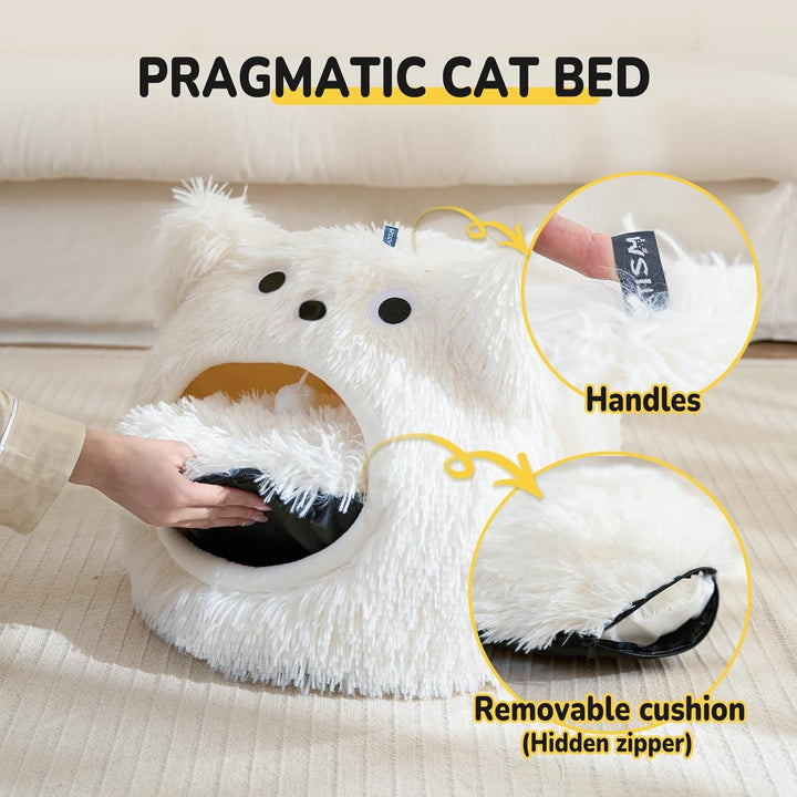 CATISM Pat pentru pisici, pat lavabil, loc de dormit pentru pisici, pernă de pluș pentru animale de companie, casă, pernă pufoasă, pisoi, cățeluș, pat drăgălaș pentru animale de companie