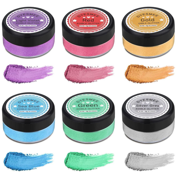 Glitter comestibil, Set de 4 sau de 6 nuante de culoare, 4 grame per produs Glitter Naty Shop 6 culori
