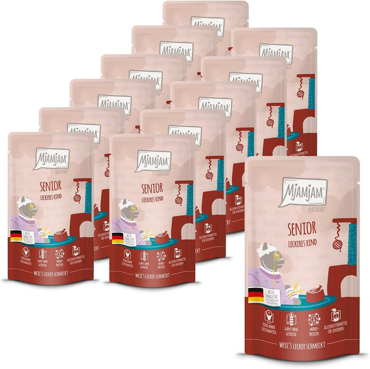 Mjamjam - Hrană umedă premium pentru pisici - Senior - Juicy Chicken, 6Pack (6X800G), fără cereale