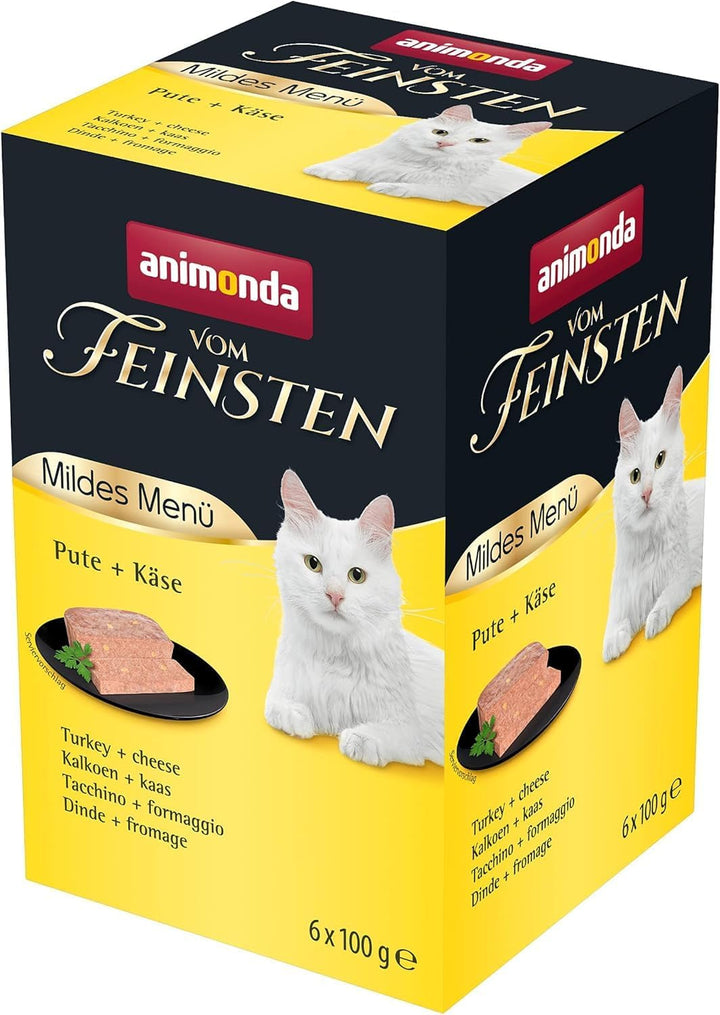 Animonda Vom Feinsten Mildes Menü Mild Variety (32 X 100G), Hrană umedă pentru pisici fără cereale, fără zahăr, Hrană pentru pisici ușor digerabilă cu carne de curcan