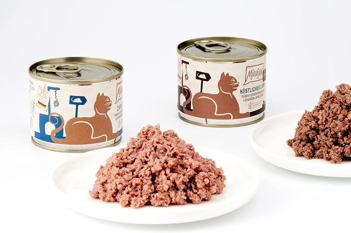 Mjamjam - Hrană umedă premium pentru pisici - Mixpack 5 - Deliciu de carne pură, pachet de 6 (6 X 200 G) & - Hrană umedă premium pentru pisici - Mixpack 3 - vânat și iepure, curcan, rață și păsări de curte, (6 X 200 G)