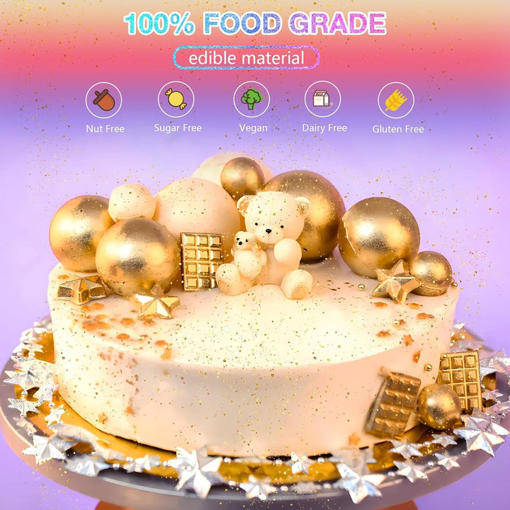 Sclipici comestibil 6 x 3g, Sclipici comestibil pentru băuturi, Sclipici alimentar, Set de 6 culori, Pudră sclipici, Sclipici pentru copt pentru ciocolată, căpșuni, prăjituri, fondant, băuturi, Inodor, Vegan